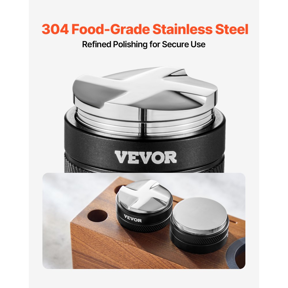 VEVOR Distributore di Caffè da 58 mm Strumento per Spianare Caffè Macinato con Base a Ventaglio, Spianatrice in Acciaio Inossidabile 304 e Lega di Alluminio con Design Facile da Smontare