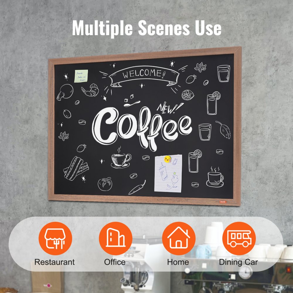 VEVOR Magnetic Chalkboard 1168.4 x 889 mm, Magnetic Collection Board 913 x 1092 mm, Vertical or Horizontal Hanging, incl. 4 Chalk Markers & Cloth, Wall Mount Stand