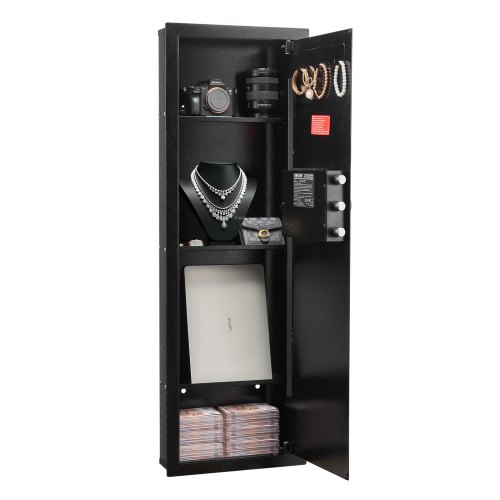 Cassaforte a Muro da 102 x 413 x 559 mm con Password e Chiave, Alloggiamento Integrato in Acciaio Laminato a Freddo Q235 con Ripiani Regolabili e Illuminazione a LED, per Denaro, Gioielli | IT Cassaforte a Muro da 102 x 413 x 559 mm con Password e Chiave, Alloggiamento Integrato in Acciaio Laminato a Freddo Q235 con Ripiani Regolabili e Illuminazione a LED, per Denaro, Gioielli | IT