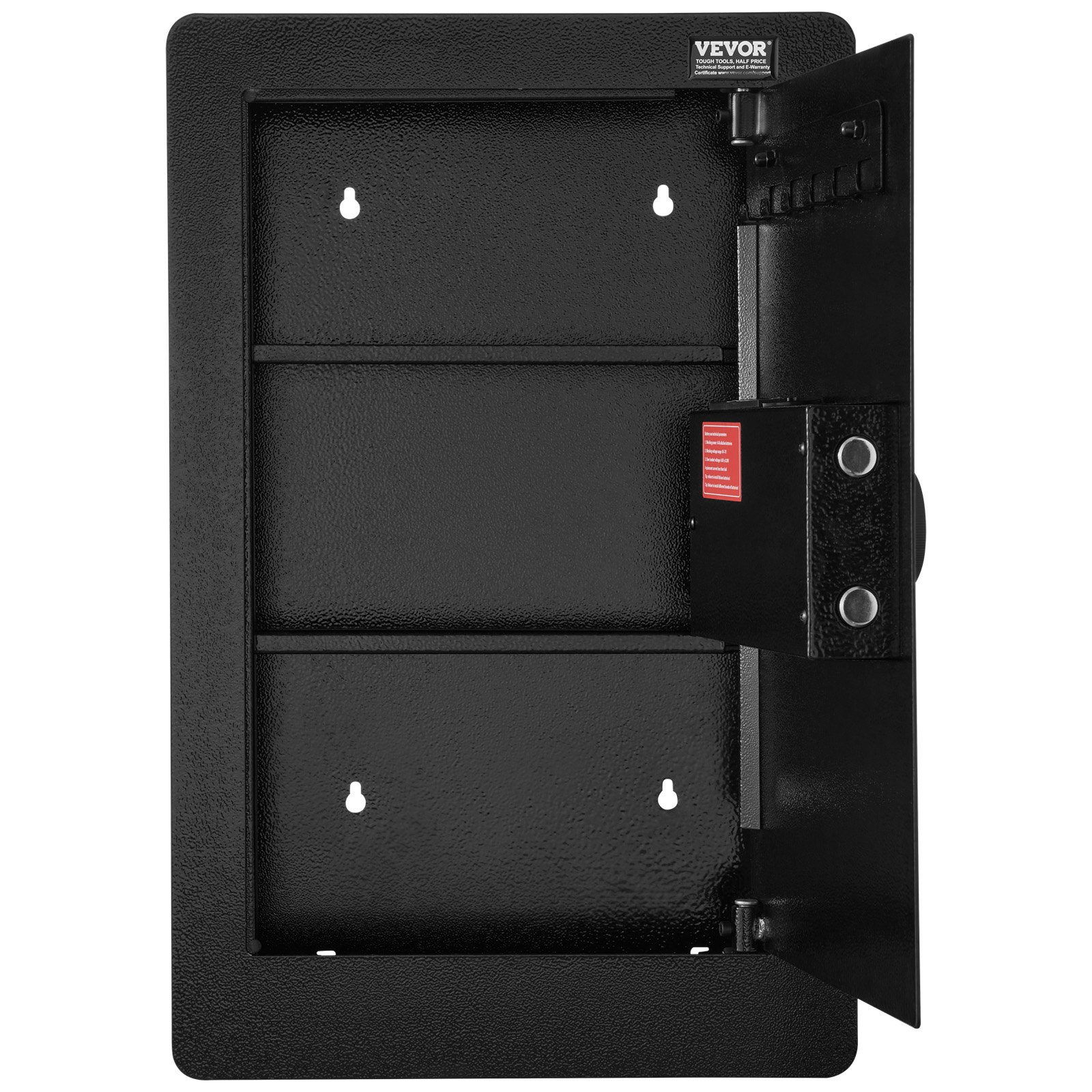 VEVOR Cassaforte da Muro 650x420x100 mm Cassaforte con 3 Livelli 3 Ripiani Rimovibili Luce LED Allarme a Vibrazione, Tastiera Impronta Digitale per Passaporti Armi Lunghe Gioielli Contanti Documenti