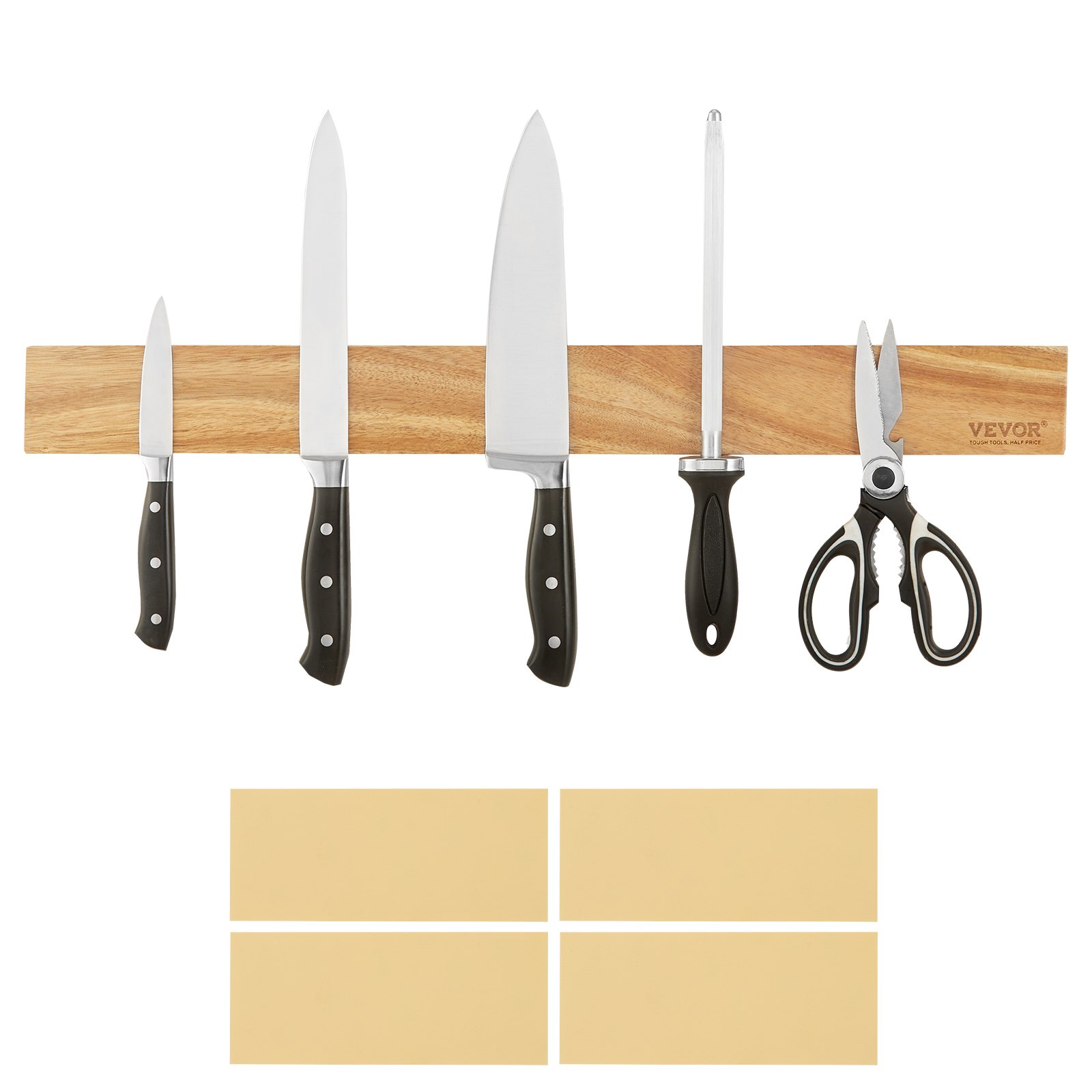 VEVOR Portacoltelli Magnetico con Magnete Forte Potenziato, 24" Organizzatore Strisce di Coltelli, Portacoltelli in Legno di Acacia, Barra per Coltelli per Coltelli da Cucina, Utensili