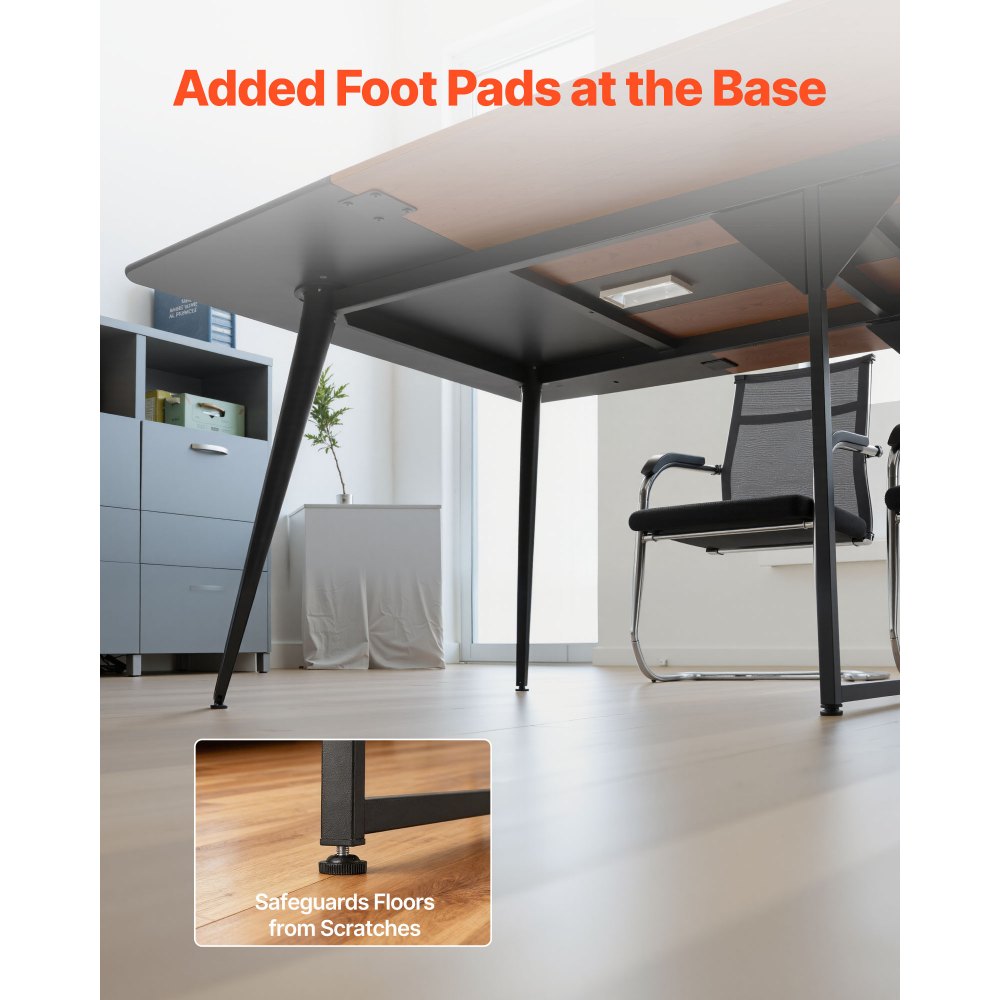 VEVOR Tavolo Grande Compatto per Computer da Ufficio per 10 Persone Carico di 54,43 kg, Scrivania a Forma di Barca con Gambe in Metallo, Postazione di Lavoro per Conferenza per Ufficio