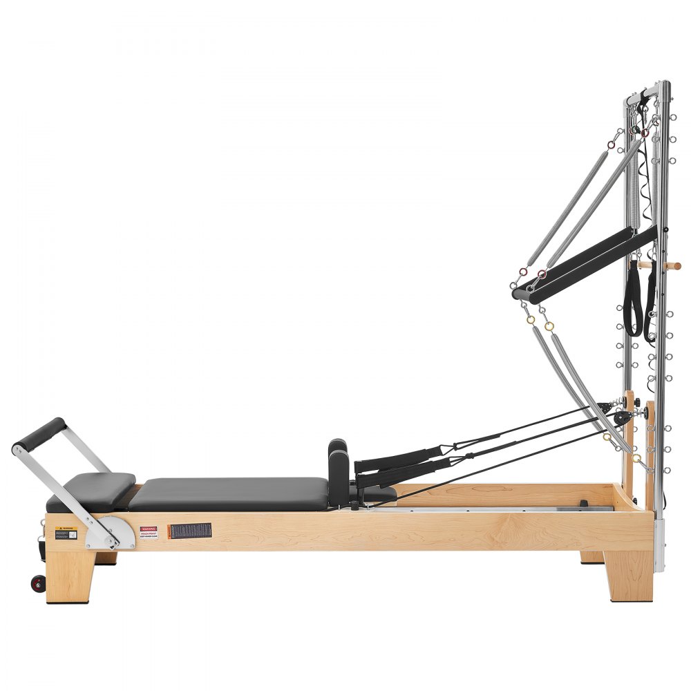 VEVOR Macchina Pilates Reformer con Torre Lunghezza 2,4 m Carico 181 kg Attrezzatura per Allenamento Forza, Flessibilità, Mobilità del Corpo, Palestra, Legno d'Acero, per Principianti, Avanzati,