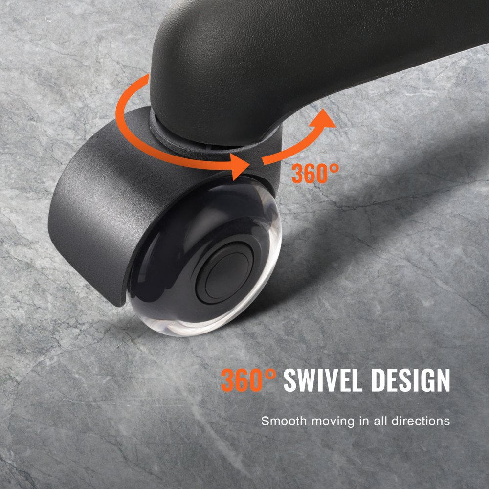 VEVOR Set di Ruote Girevoli di Ricambio per Sedia da Ufficio da 5 Pezzi Diametro 50,8 mm, Ruote Pivotanti 5 Pezzi per Sedia da Computer per Carichi Pesanti per Pavimenti Capacità di Carico max. 200 kg
