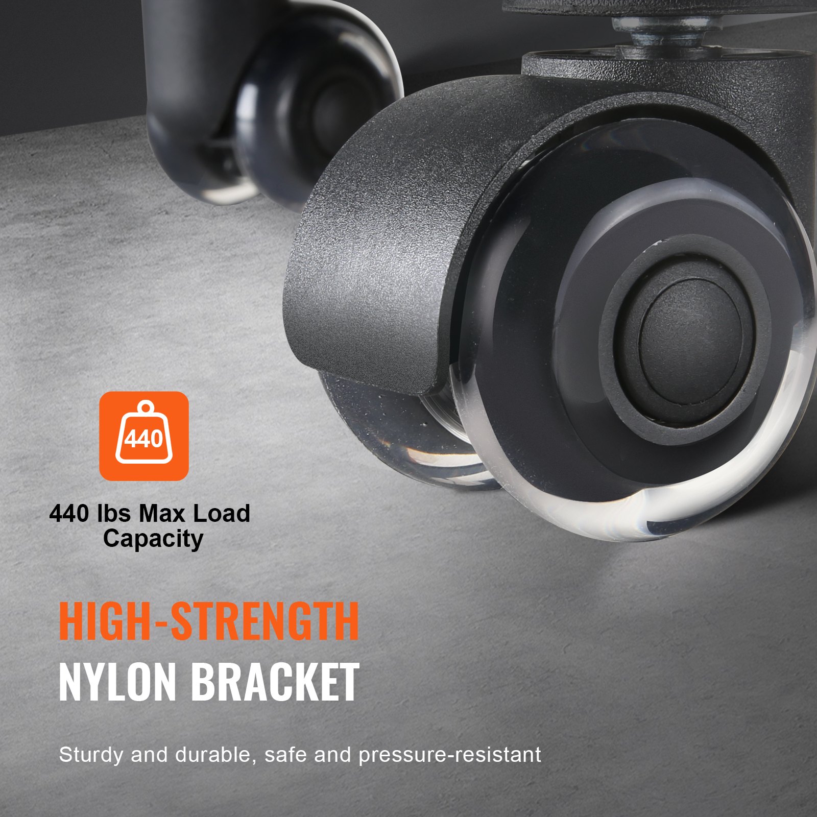 VEVOR Set di Ruote Girevoli di Ricambio per Sedia da Ufficio da 5 Pezzi Diametro 50,8 mm, Ruote Pivotanti 5 Pezzi per Sedia da Computer per Carichi Pesanti per Pavimenti Capacità di Carico max. 200 kg