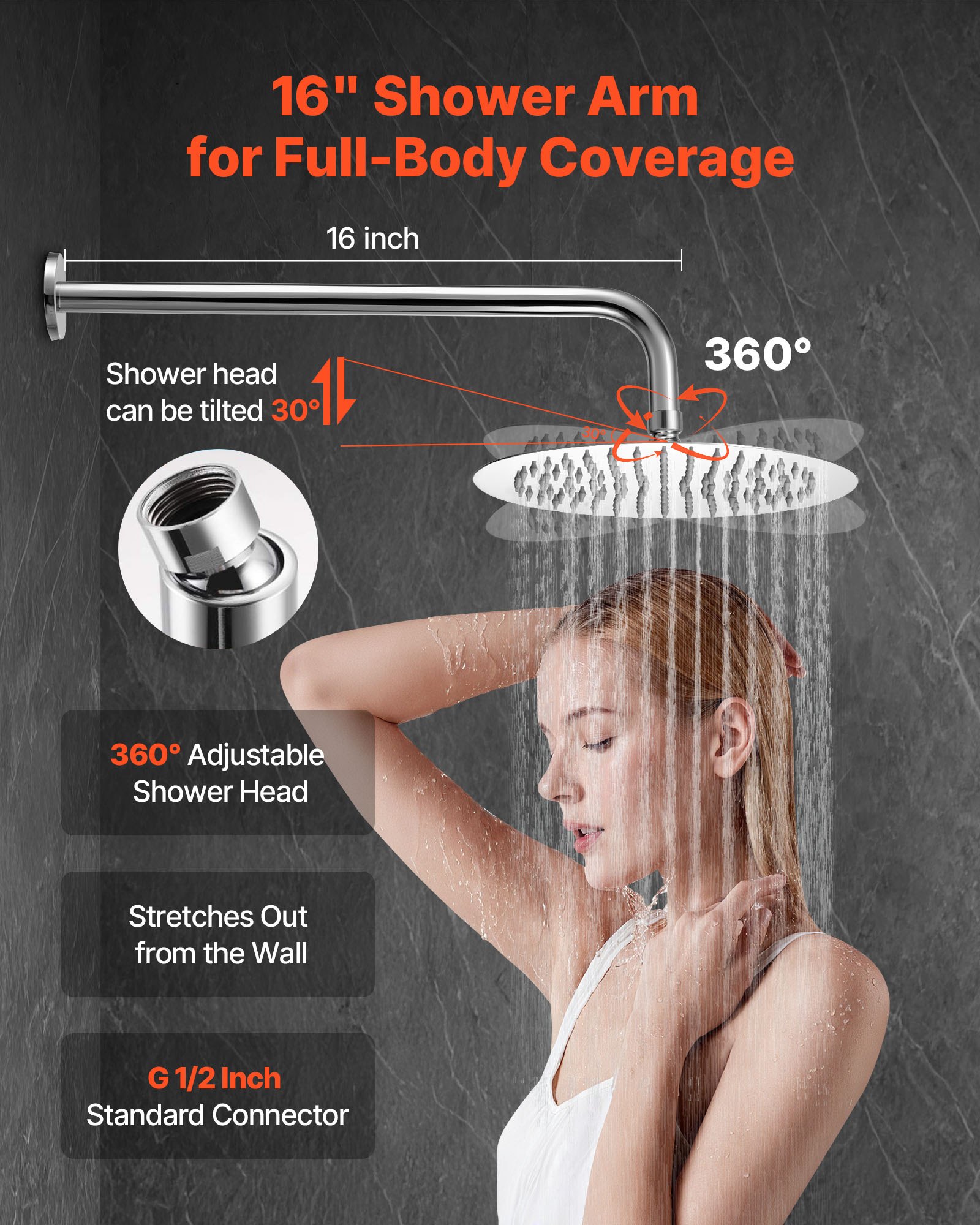 VEVOR Shower Faucet Set, Rainfall Bathroom Shower System with 10-Inch (25.4cm) Round Rain Shower Head and Handheld Spray, Wall Mounted Bath Fixtures with Brass Valve and Trim Kit, Silver Chrome
