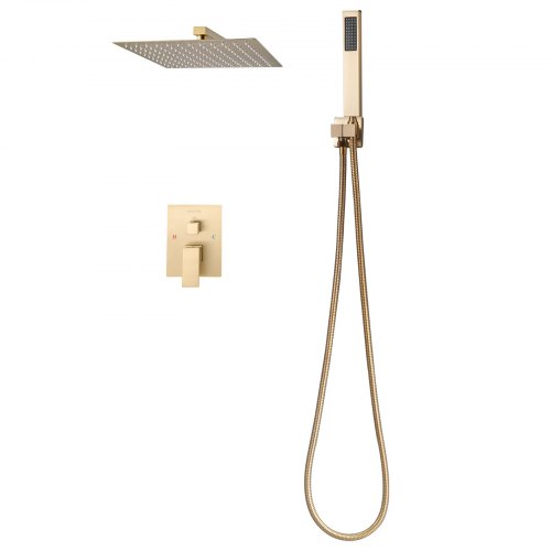 Soffione Doccia A Pioggia Quadrato 30,5 Cm - Oro Spazzolato, Ad Alta Pressione, 144 Ugelli In Silicone, Montaggio A Parete/soffitto