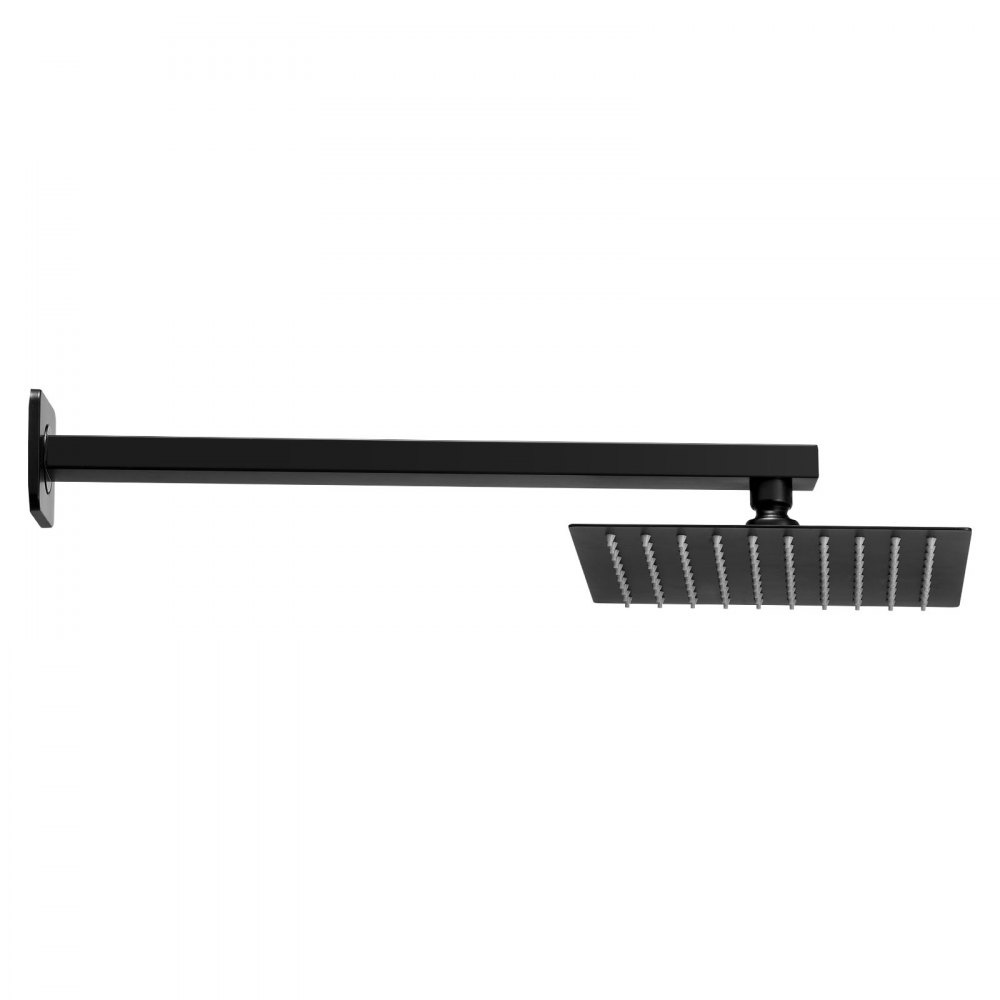 VEVOR Set Doccia, Flessibile Sistema Doccia a Pioggia per Bagno con Soffione Quadrato da 20,3 cm e Doccetta, Accessori per Vasca da Parete con Valvola in Ottone e Kit di Finitura, Nero Opaco