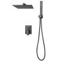 VEVOR Set Doccia, Flessibile Sistema Doccia a Pioggia per Bagno con Soffione Quadrato da 30,5 cm e Doccetta, Accessori per Vasca da Parete con Valvola in Ottone e Kit di Finitura, Nero Opaco