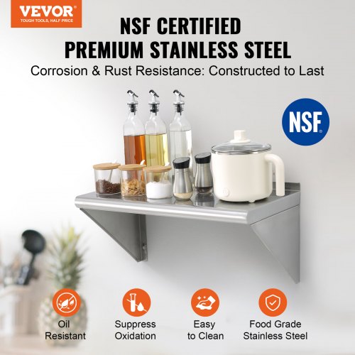 VEVOR Mensola da Parete a Forma di L 2 Pezzi Acciaio Inox 610 x 218 x 85mm Scaffale Murale per Cucina Capacità Carico Max. 20kg, Mensola da Parete Portaoggetti Portaspezie in Acciaio VEVOR Mensola da Parete a Forma di L 2 Pezzi Acciaio Inox 610 x 218 x 85mm Scaffale Murale per Cucina Capacità Carico Max. 20kg, Mensola da Parete Portaoggetti Portaspezie in Acciaio