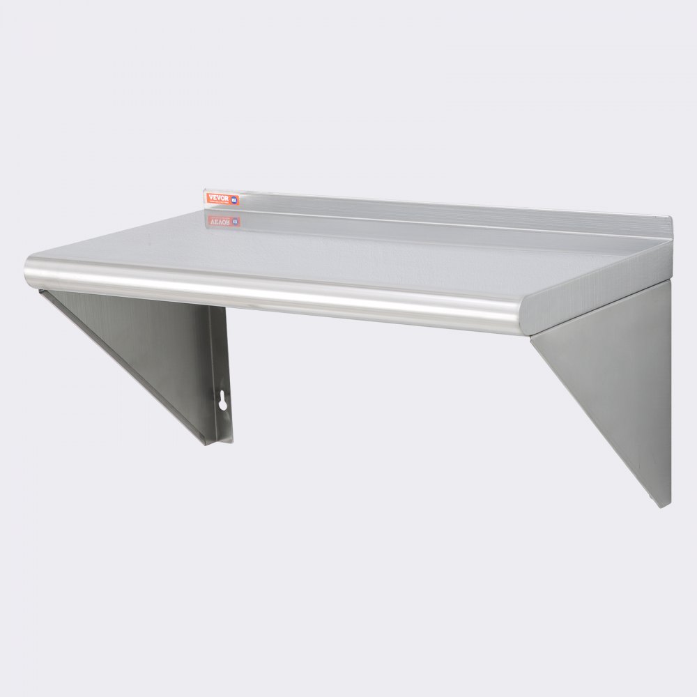 VEVOR Mensola da Parete in Acciaio Inox 610 x 305 x 63 mm Scaffale Murale per Cucina Bagno Soggiorno Capacità Carico Max. 104kg, Mensola da Parete Portaoggetti Portaspezie in Acciaio Inox per Cucina