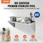 VEVOR Mensola da Parete in Acciaio Inox 915 x 356 x 63mm Scaffale Murale per Cucina Bagno Soggiorno Capacità Carico Max. 136 kg, Mensola da Parete Portaoggetti Portaspezie in Acciaio Inox per Cucina