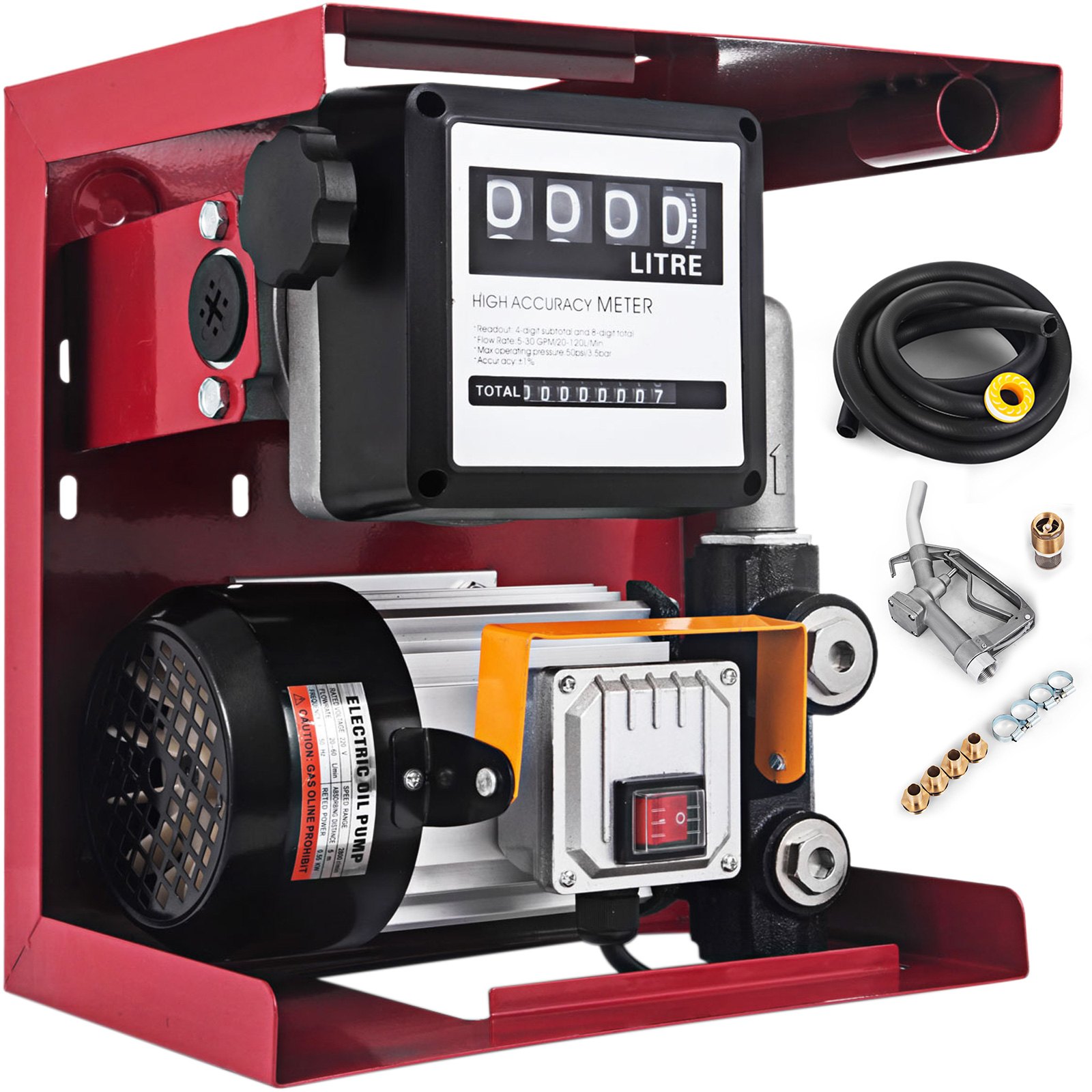 60l/min Pompa Travaso Gasolio + Contalitri + Pistola Elettropompa Diesel 550w