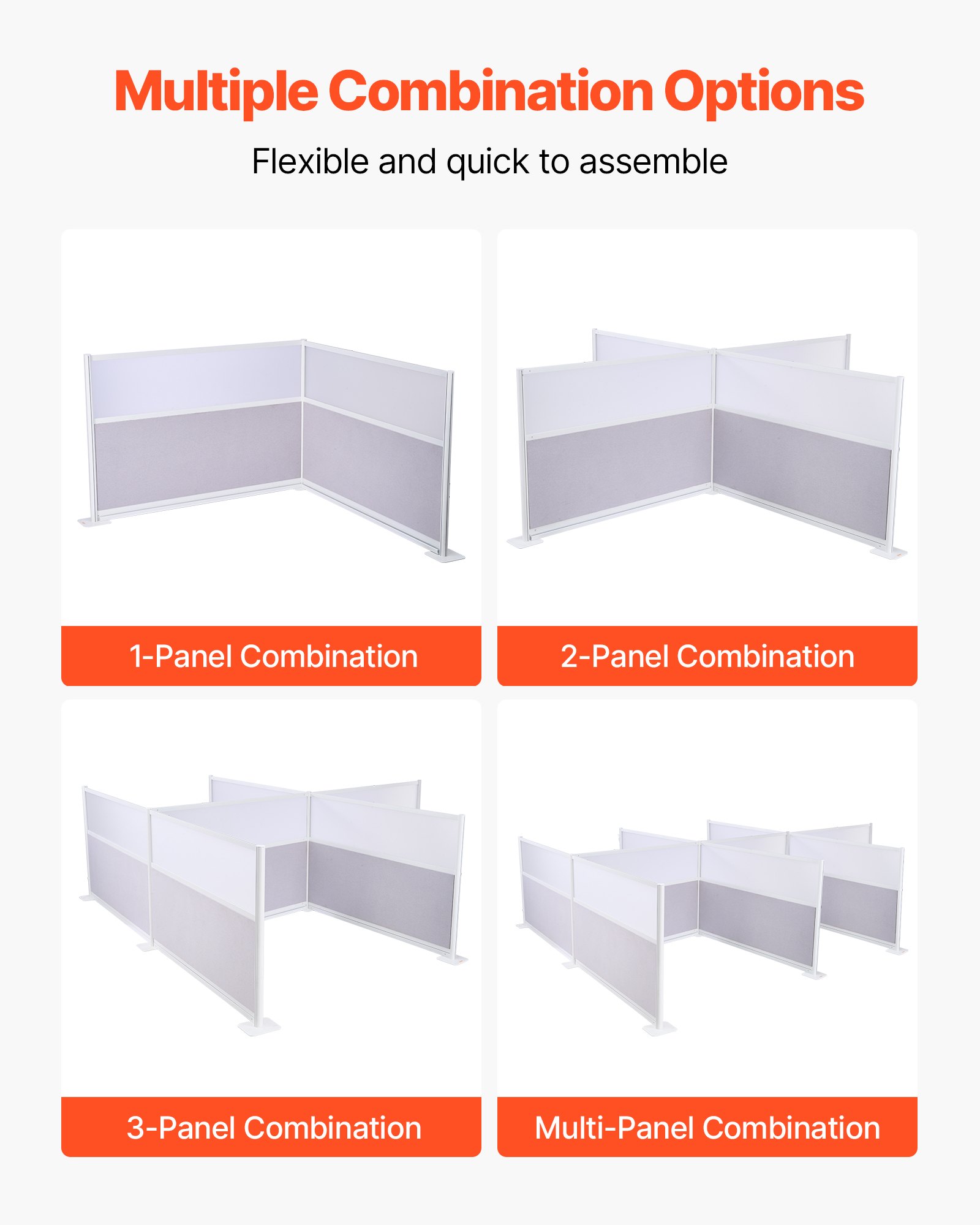 VEVOR Pareti Divisorie per Ufficio Divisori per la Privacy, 1,83 m x 1,22 m, Confezione da 2, in PET con Coperture per Prese, Pannelli per la Privacy Indipendenti per Ufficio, Biblioteca, Scuola