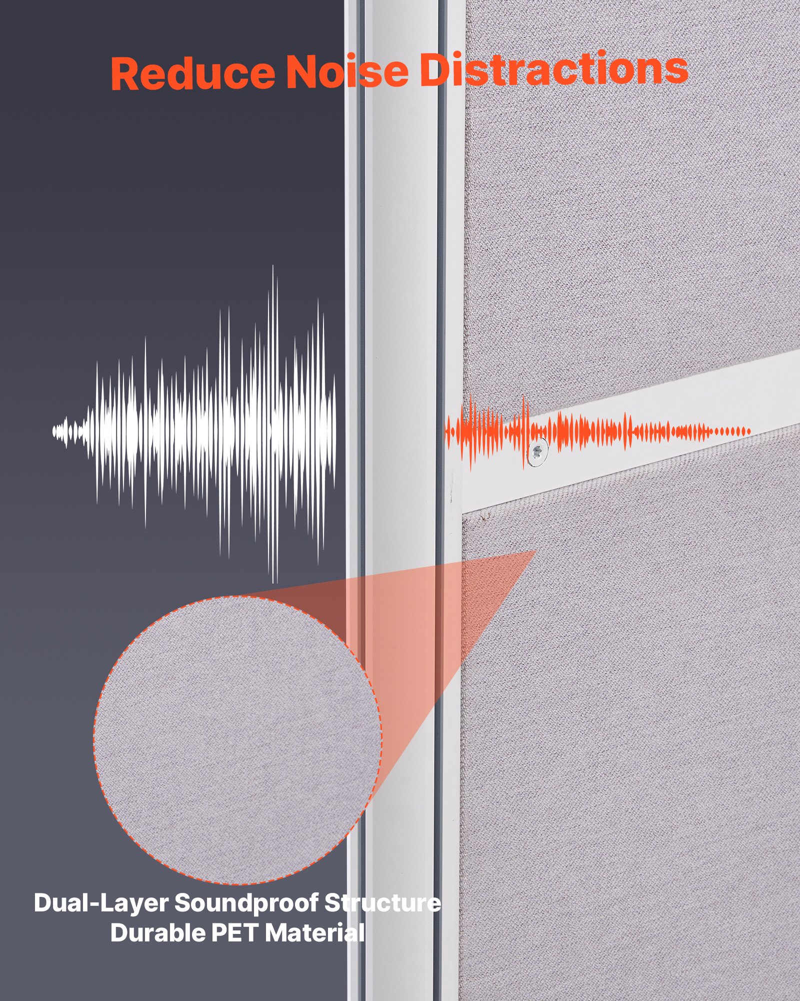 VEVOR Office Divider Privacy Partitions, 2-Pack, 1.83m x 1.22m Room Divider Walls, PET Workstation Cubicle Partition with Outlet Covers, Freestanding Privacy Panels for Office Library School