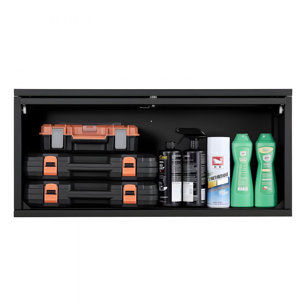 VEVOR Mobiletto da Parete in Metallo, 770 x 305 x 356 mm, Mobiletto Portautensili Sospeso con Ante a Ribalta, Capacità di Carico 54,5 kg per Garage, Cantina, Cucina, Montaggio Richiesto