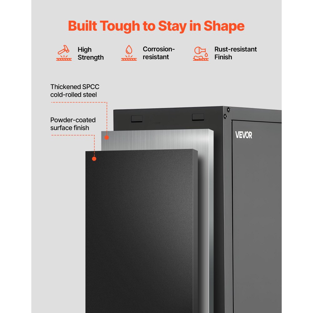 VEVOR Mobiletto da Parete in Metallo,  762 x 310 x 762 mm, Mobiletto Sospeso in Acciaio con Ante con Serratura e Ripiano Regolabile per Garage, Cantina, Cucina, Montaggio Richiesto, Nero