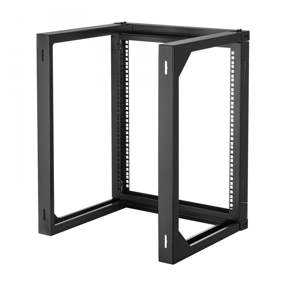 VEVOR Mensola server da Parete 12U, capacità di carico massima di 68,04 kg, Mensola di Rete a Telaio Aperto con Apertura di 180 Gradi, Acciaio al Carbonio, per Apparecchiature di Rete IT da 482 mm