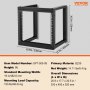 VEVOR Supporto a parete per server di rete a telaio aperto 9U 68,04 kg nero 530x450x520mm