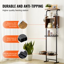 VEVOR Stazione di Alimentazione per Animali Domestici con Contenitore, Supporto Porta Alimenti 500x198x1450mm, Supporto Stazione di Alimentazione con Ripiani Portaoggetti Montaggio da Parete