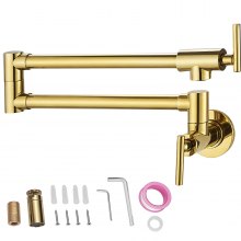 VEVOR Rubinetto a Parete Lunghezza da 620 mm, Rubinetto Girevole con Finitura d'Oro per Cucina, Rubinetto a Riempimento per Pentole 2,2 GPM, Adatto per l'Installazione sopra una Stufa o un Lavandino