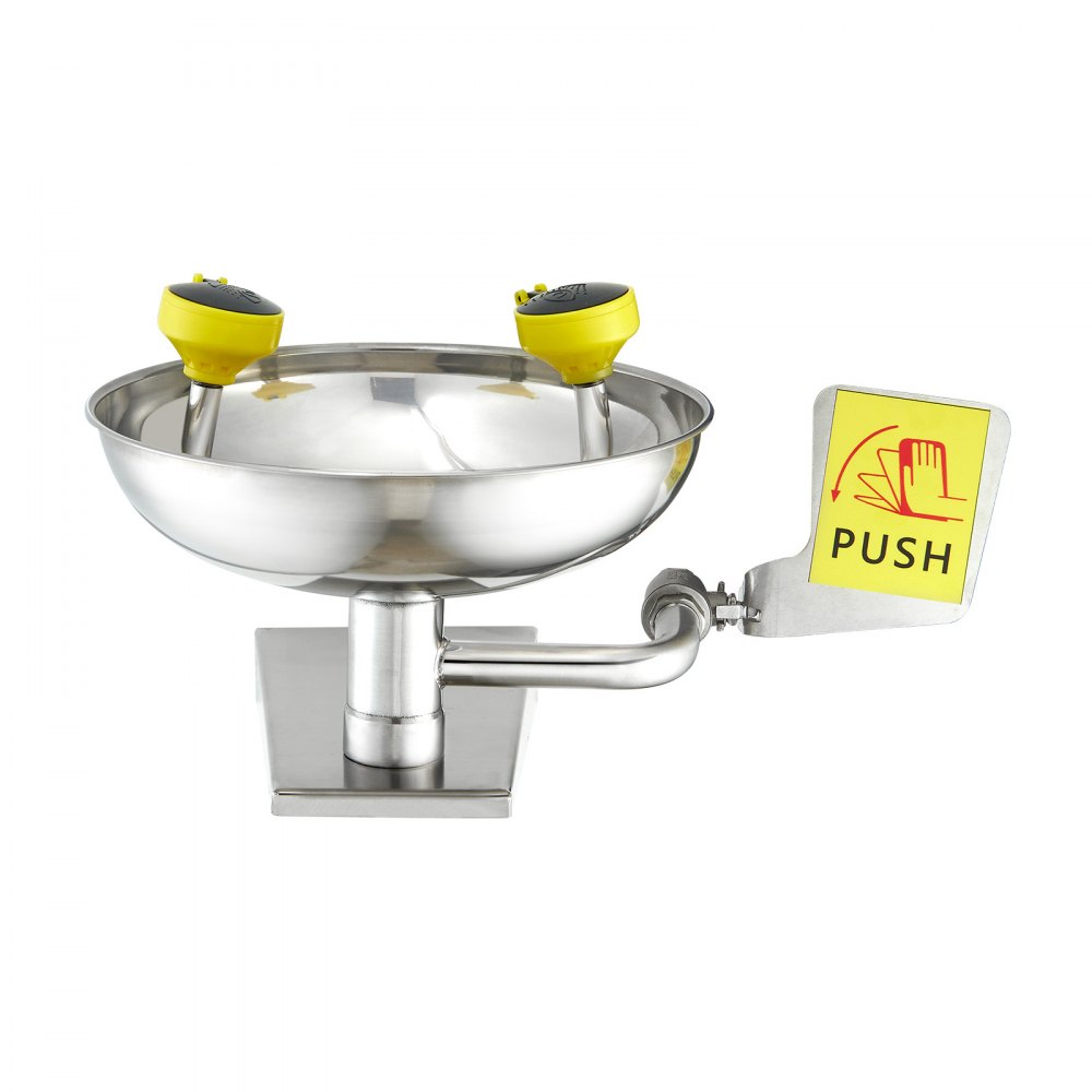 VEVOR Eyewash Station 27 cm, wall-mounted stainless steel eyewash station, emergency washbasin 410x330x240 mm, eye cleaning device, ideal for laboratories, factories, schools, construction sites