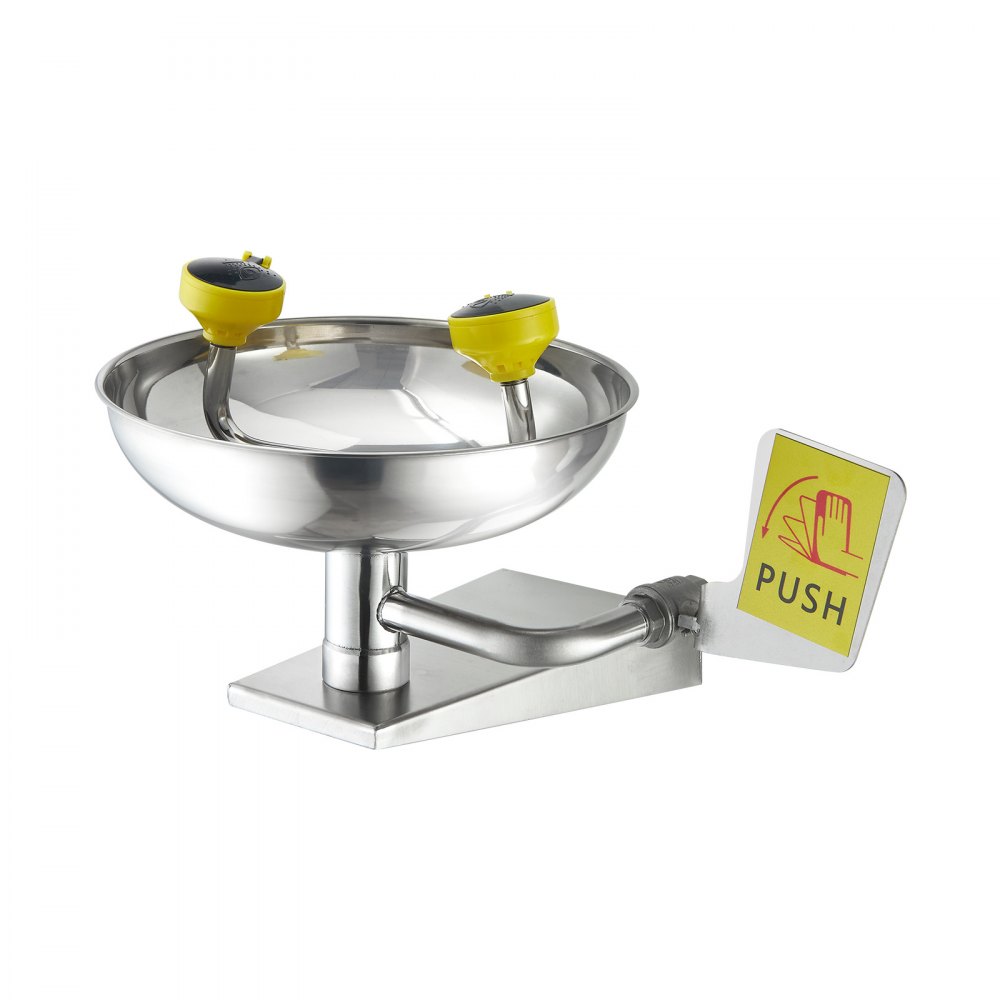 VEVOR Eyewash Station 27 cm, wall-mounted stainless steel eyewash station, emergency washbasin 410x330x240 mm, eye cleaning device, ideal for laboratories, factories, schools, construction sites