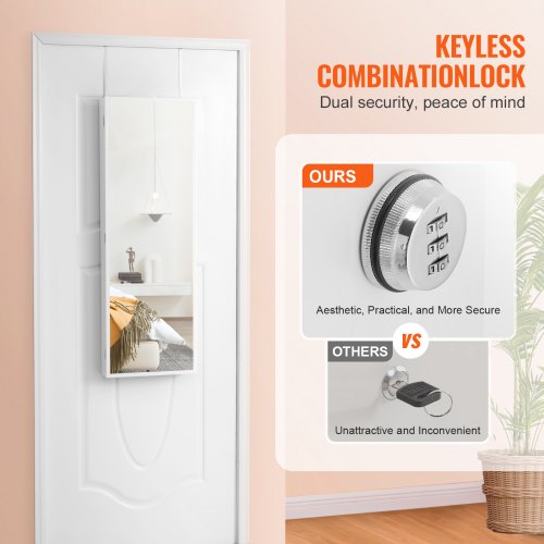 AHDECOR Portagioielli Da Parete Set Di 2 - Organizer In Legno Di Pino Con Asta Per Bracciali E Ganci, Bianco, Per Anelli, Orecchini E Collane