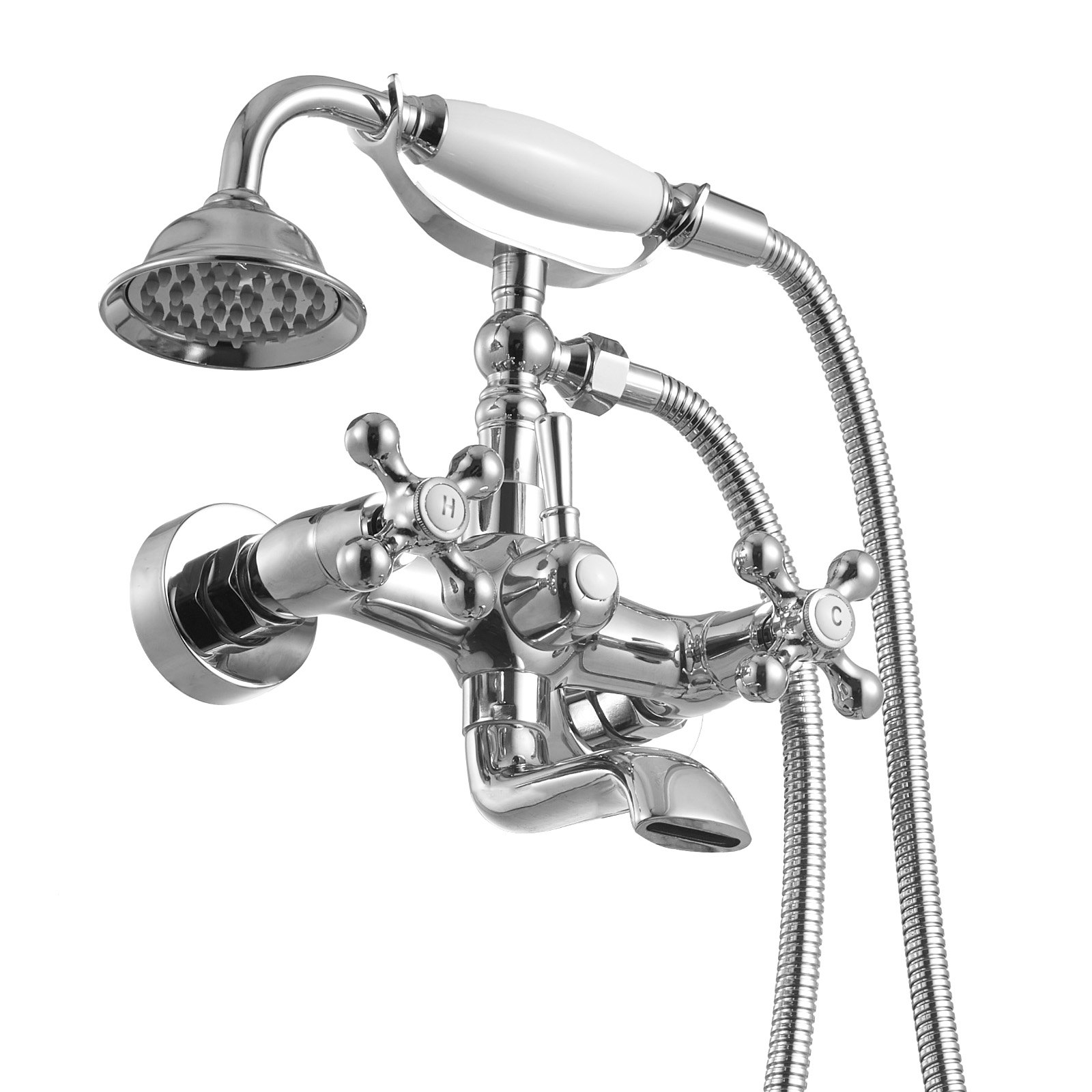 VEVOR Rubinetto per Vasca da Bagno, con Piedini a Zampa di Leone, Montaggio a Parete con Doccetta, con Bracci Girevoli Regolabili e Beccuccio Girevole, Set di Riempimento, Cromato Lucido