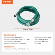 VEVOR Tubo di Aspirazione 50,8 mm x 6,10 m Raccordi Completi per Tubi Verdi