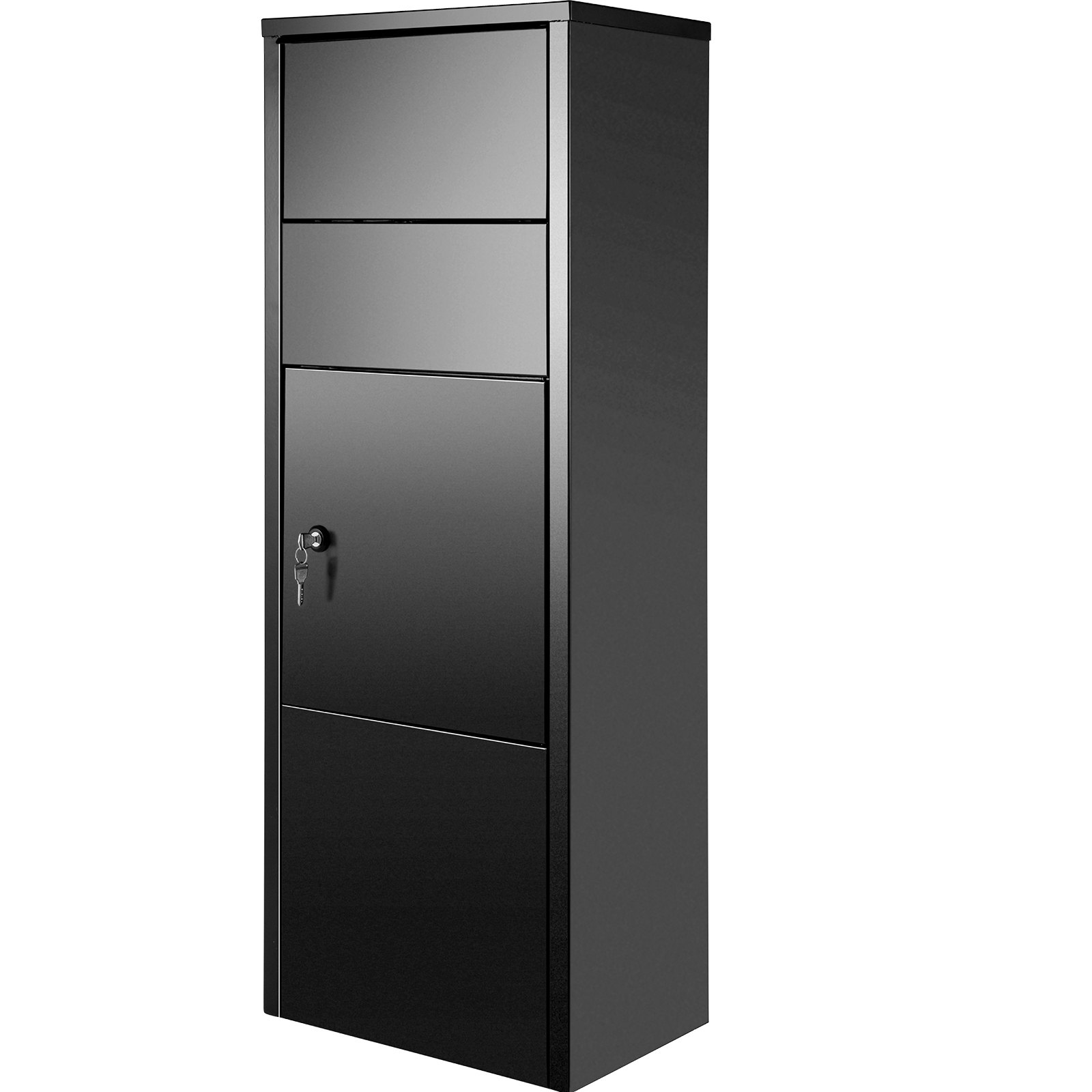 VEVOR Cassetta Postale da Esterno 26,7x39,1x105,4 cm, Cassetta Postale per Pacchi in Acciaio Zincato Grigio Scuro, Cassetta della Posta Fissato al muro o Autoportante con Chiavi per Ricevere la Posta