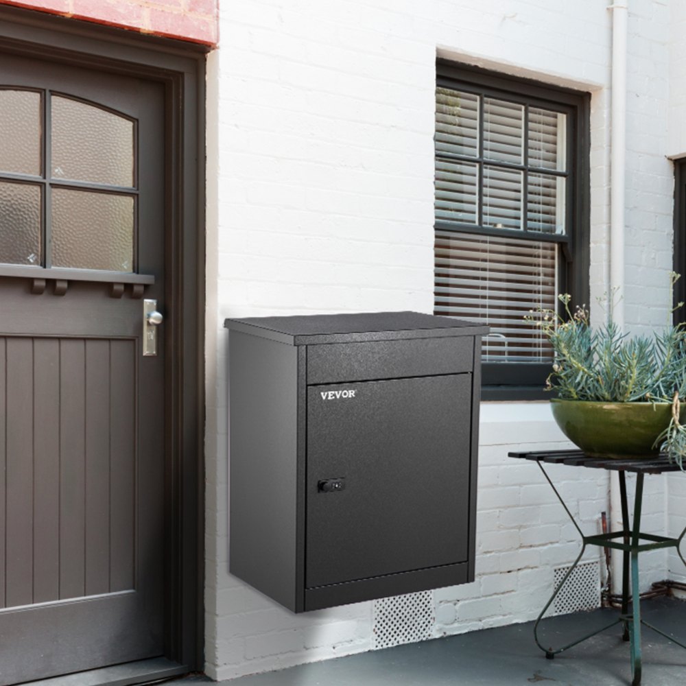 VEVOR Cassetta Postale da Esterno 44 x 35 x 58 cm Montaggio a Muro Cassetta Postale per Pacchi in Acciaio Zincato Grigio Scuro casella postale