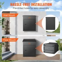 VEVOR Cassetta Postale per Pacco da Parete in Acciaio Zincato con Serratura a Codici 44x35x58,3 cm Capacità Carico 15-20 kg, Cassetta Murale per Pacchi Dimensioni max. per Pacco da 35,5x11,5x19,2 cm