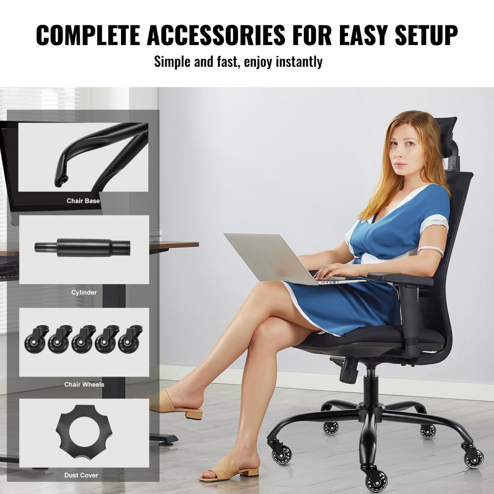 VEVOR Base Sostitutiva per Sedia da Ufficio, 710 mm, Base Universale per Sedia da Scrivania per Computer, Capacità Carico Statico 1134 kg, 5 Rotelle, Base Sollevamento per Sostituire per Sedia