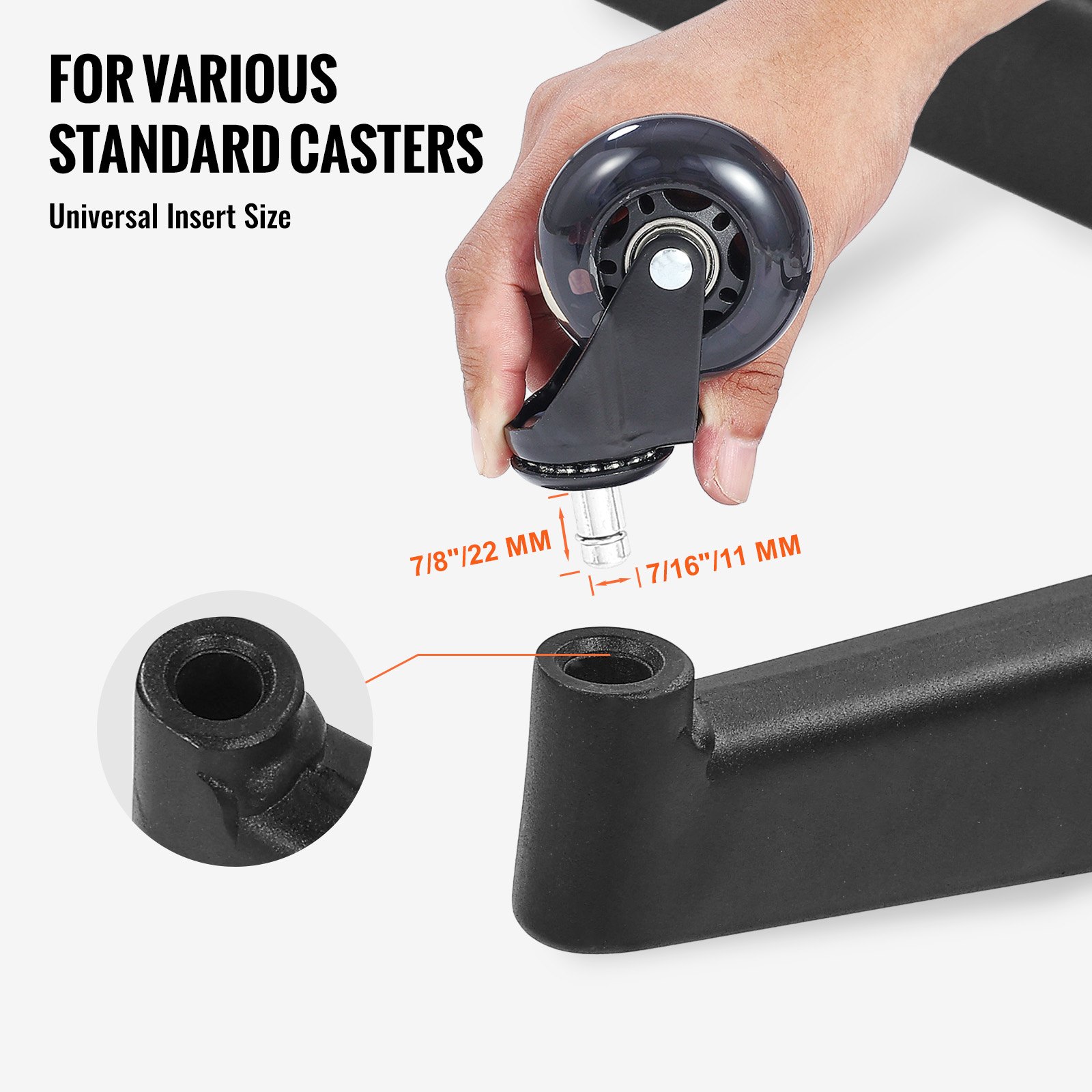 VEVOR Base Sostitutiva per Sedia da Ufficio, 710 mm, Base Universale per Sedia da Scrivania per Computer, Capacità Carico Statico 1134kg, con Gambe in Metallo Rinforzate, Base da Sostituire Sedia