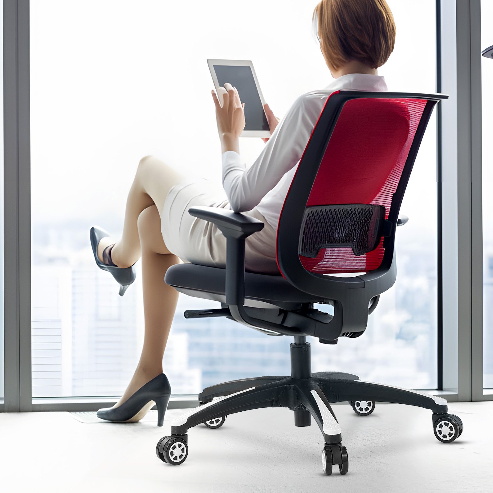 VEVOR Base Sostitutiva per Sedia da Ufficio, 710 mm, Base Universale per Sedia da Scrivania per Computer, Capacità Carico Statico 1134 kg, 5 Rotelle, per Sostituire Base, nero+bianco