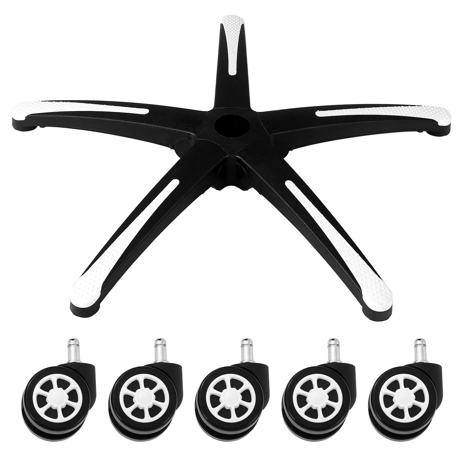 VEVOR Base Sostitutiva per Sedia da Ufficio, 710 mm, Base Universale per Sedia da Scrivania per Computer, Capacità Carico Statico 1134 kg, 5 Rotelle, per Sostituire Base, nero+bianco
