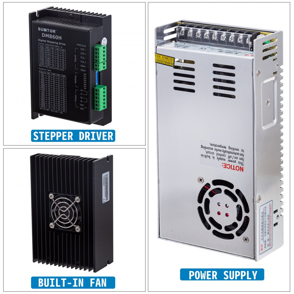 Vevor 4 Pezzi Stepper Motore Passo Passo Alta Coppia 3nm Con 2 Alimentatori 36v