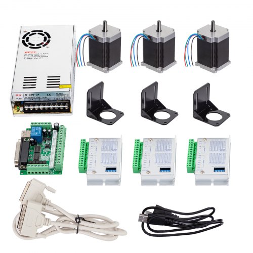 Vevor 3 Pezzi Stepper Motore Passo Passo 1,8nm Con Conducente E Alimentatore 24v