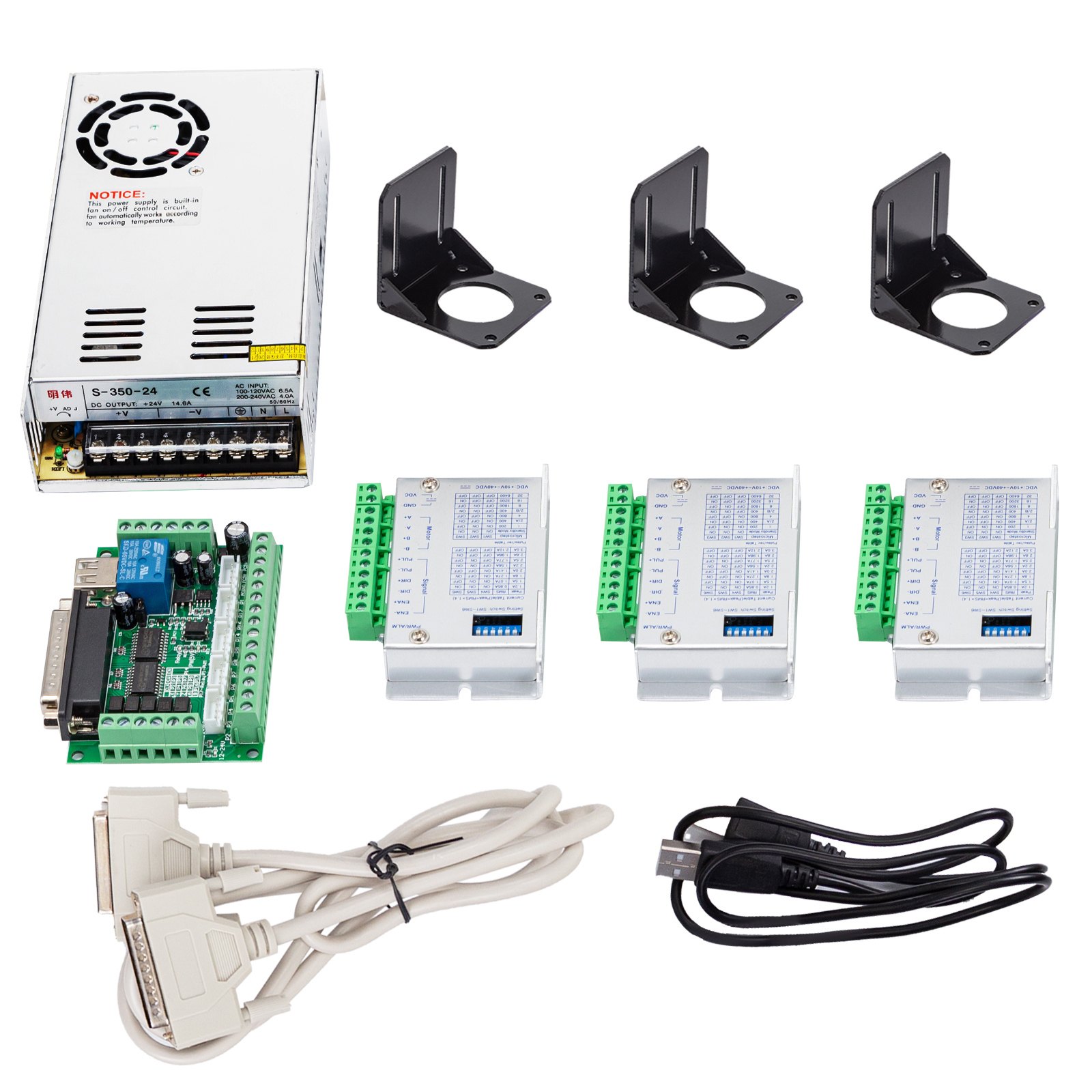 Vevor 3 Pezzi Stepper Motore Passo Passo 1,8nm Con Conducente E Alimentatore 24v