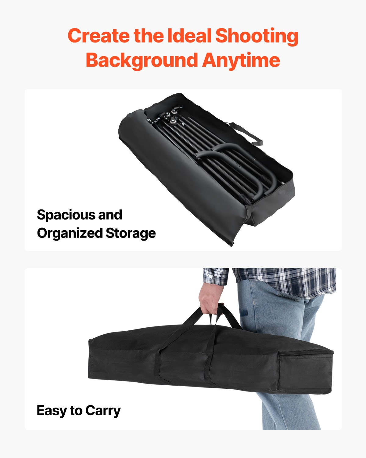 VEVOR Supporto per Fondale 213 x 300 cm Set Supporto per Fondale Fotografico Regolabile, Supporto per Fondale Portatile con Ruote, Supporto per Schermo per Proiettore Mobile Resistente per Matrimoni