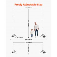 VEVOR Supporto per Fondale Fotografico Regolabile 300 x 300 cm con 2 Treppiedi