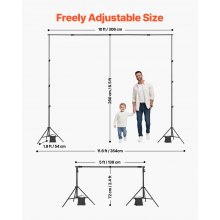 VEVOR Supporto per Fondale Fotografico Regolabile 260 x 300 cm con 2 Treppiedi