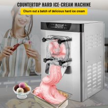 VEVOR Macchina per Icecream Duro Commerciale in Acciaio 1400W Bianco 16-20L / h