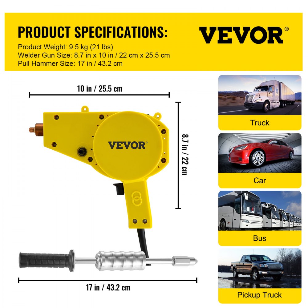 VEVOR Saldatore Plastica Saldatrice Punti 800VA Kit Estrattore Ammaccature per Pannello Carrozzeria Saldatura a Punti 1600A Strumenti per Riparazione