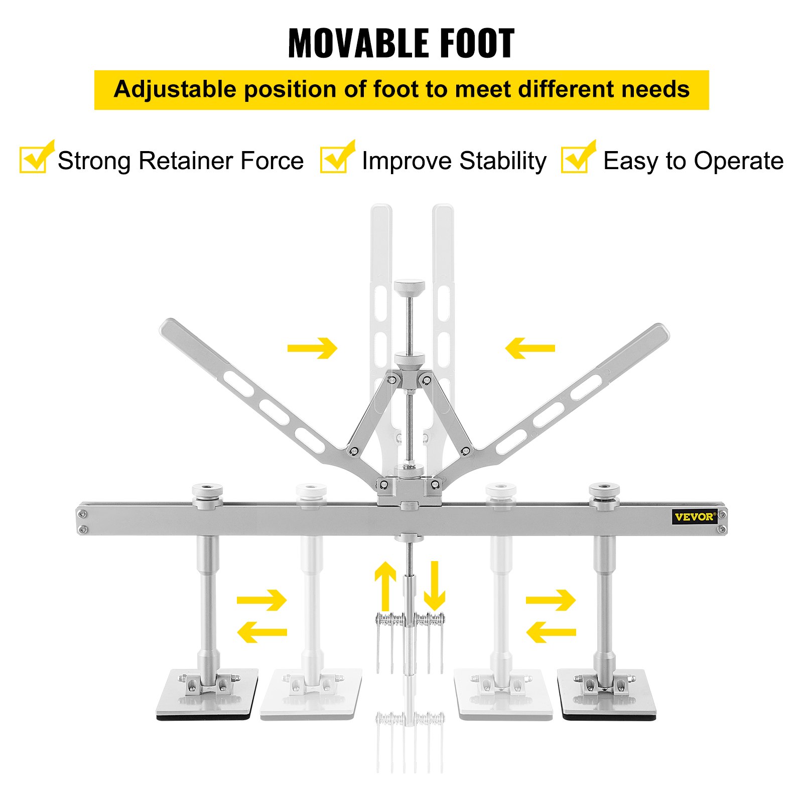 Succebuy Kit Barra della Leva per l'ammaccatura da 110 Cm, per l'estrazione di Ammaccature Sia in Alluminio che in Acciaio, Piedini Girevoli Regolabili per il Montaggio Sia Verticale che Orizzontale