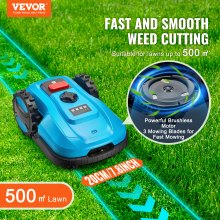 VEVOR Robot Tagliaerba per Prato Giardinaggio 500m² 20V 4Ah Controllo APP Blu