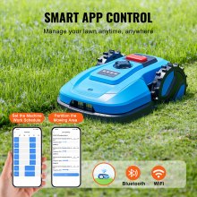 VEVOR Robot Tagliaerba per Prato Giardinaggio 500m² 20V 4Ah Controllo APP Blu