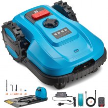 VEVOR Robot Tagliaerba per Prato Giardinaggio 500m² 20V 4Ah Controllo APP Blu