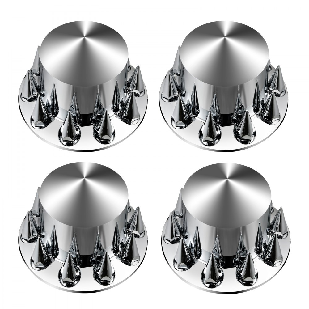 VEVOR Coprimozzo per Asse Posteriore 4 Pezzi, Copriasse con Punte per Semirimorchi in ABS Zincato, Coprimozzo Ruota Posteriore Per Auto, Strumenti di Installazione Inclusi Set Completo Argento Chiaro